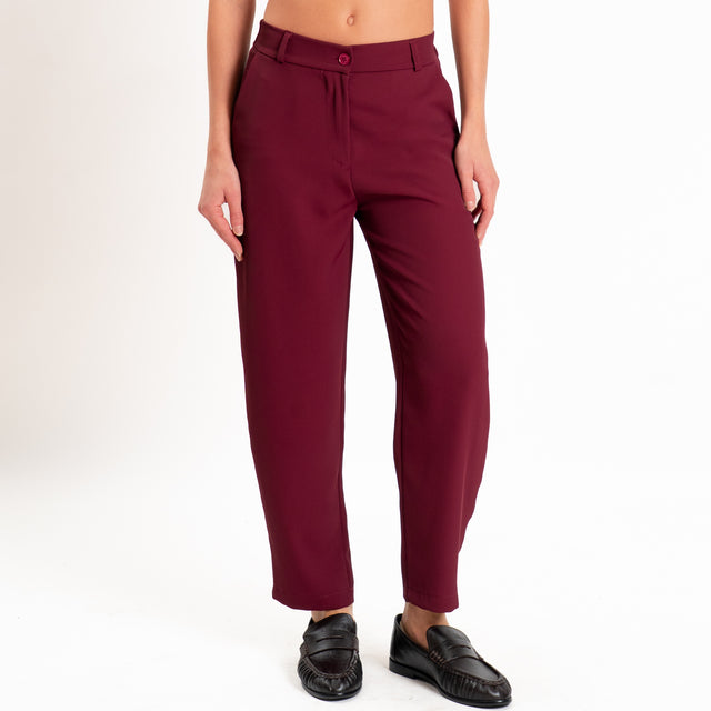 Zeroassoluto-Completo gilet+pantalone tessuto fluido - marsala