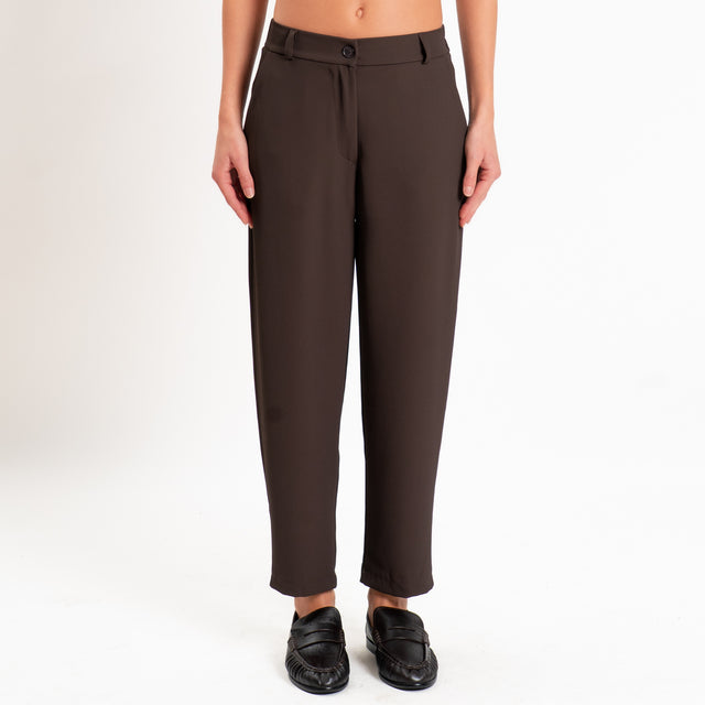 Zeroassoluto-Completo gilet+pantalone tessuto fluido - moro