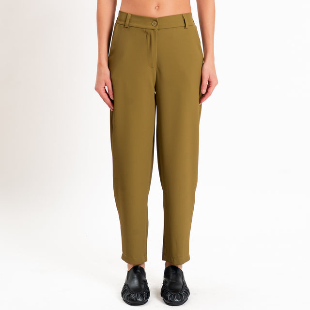 Zeroassoluto-Completo gilet+pantalone tessuto fluido - olio