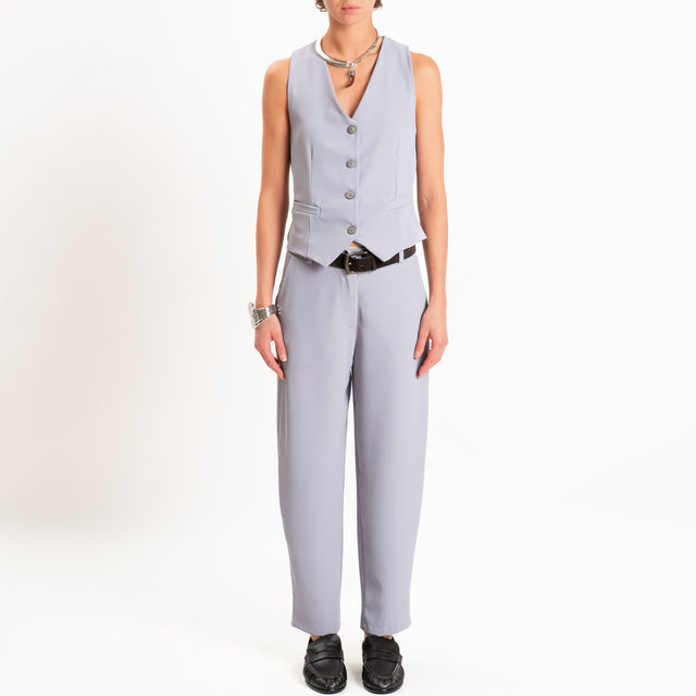 Zeroassoluto-Completo gilet+pantalone tessuto fluido - perla