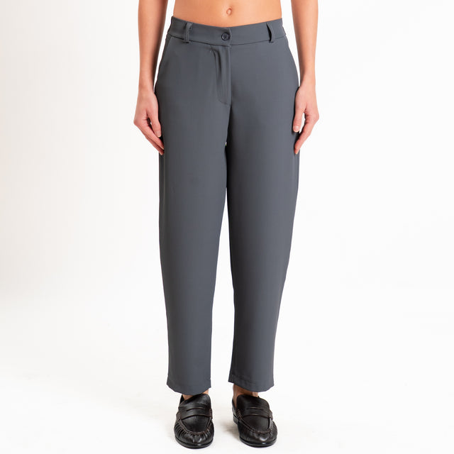 Zeroassoluto-Completo gilet+pantalone tessuto fluido - piombo