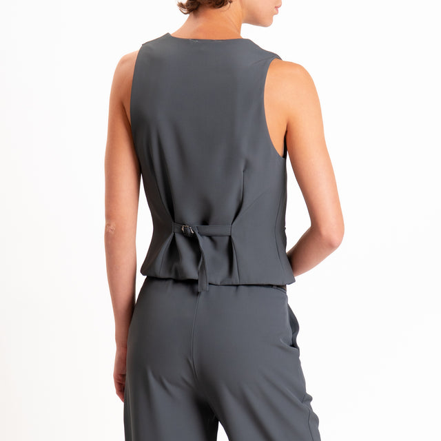 Zeroassoluto-Completo gilet+pantalone tessuto fluido - piombo