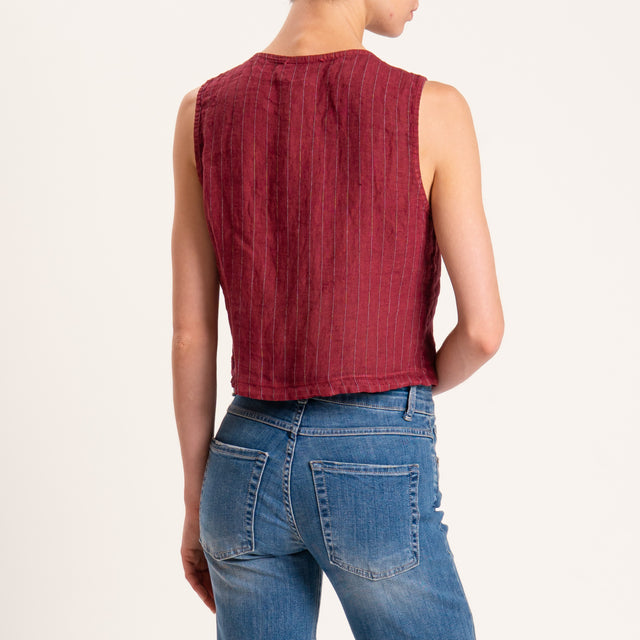 Zeroassoluto-Gilet GRACE gessato 100%LINO con dettaglio pietre - india