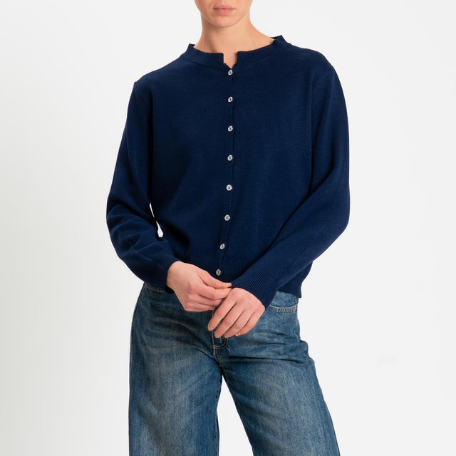 Zeroassoluto-Cardigan rebecchina bordi a coste - blu