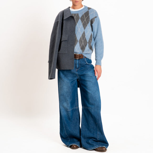 Zeroassoluto-Maglia argyle mohair - polvere/piombo
