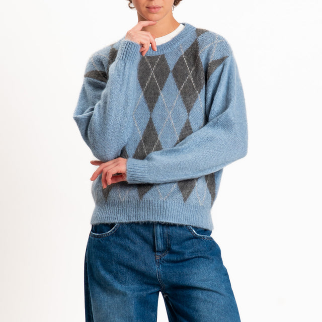 Zeroassoluto-Maglia argyle mohair - polvere/piombo
