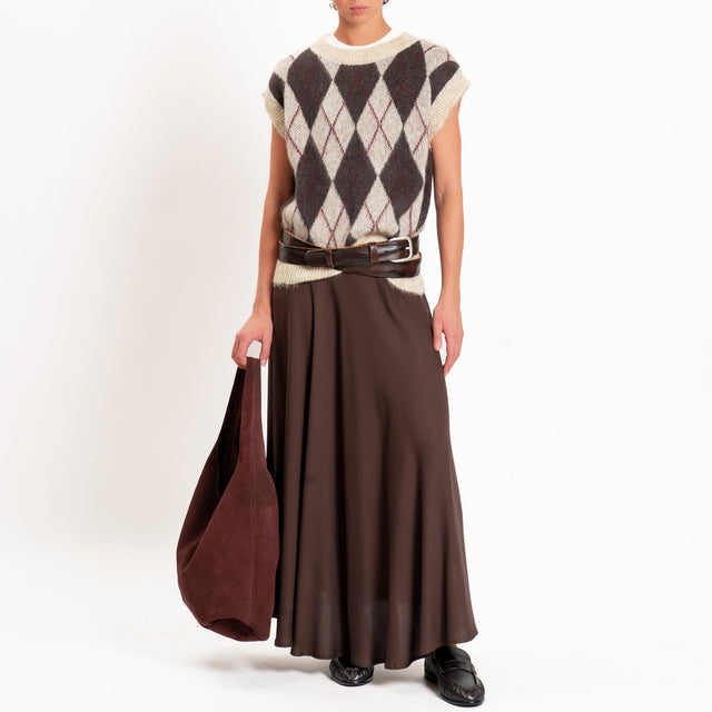 Zeroassoluto-Gilet argyle mohair - beige/moro