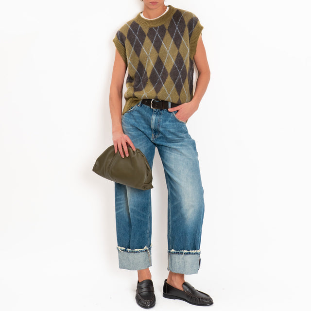 Zeroassoluto-Gilet argyle mohair - militare/moro