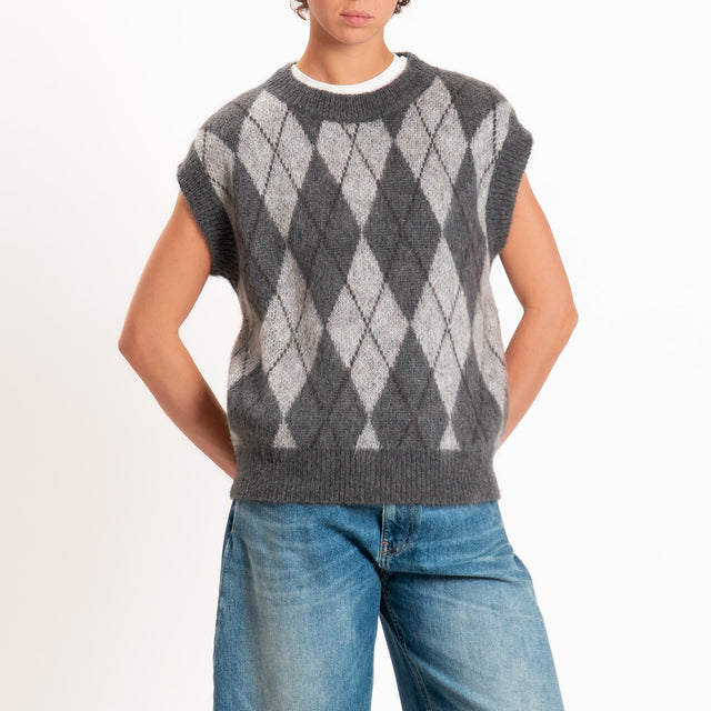 Zeroassoluto-Gilet argyle mohair - piombo/grigio