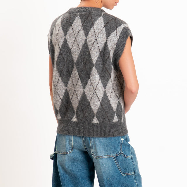 Zeroassoluto-Gilet argyle mohair - piombo/grigio