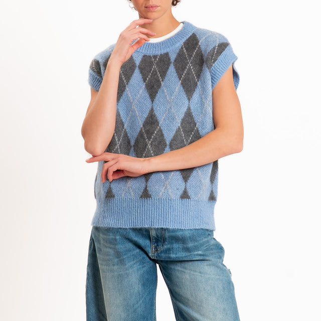 Zeroassoluto-Gilet argyle mohair - polvere/piombo