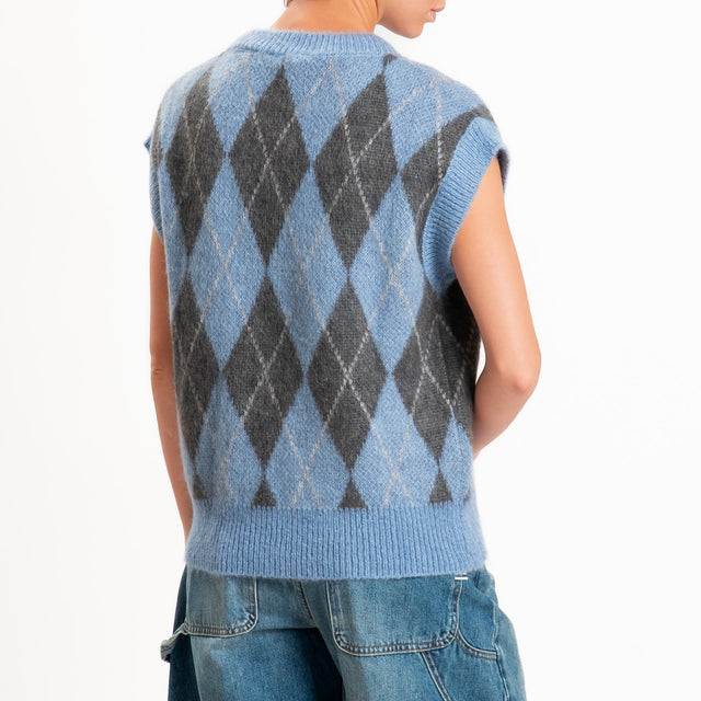 Zeroassoluto-Gilet argyle mohair - polvere/piombo