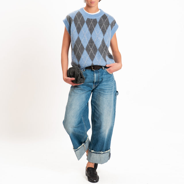 Zeroassoluto-Gilet argyle mohair - polvere/piombo