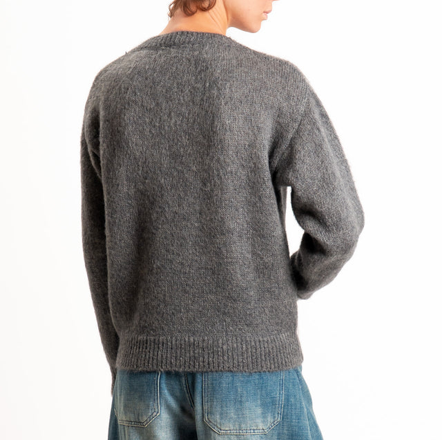 Zeroassoluto-Maglia scollo v argyle in mohair - piombo/grigio