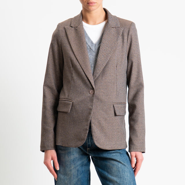 Zeroassoluto-Giacca JADE un bottone - micro check moro/sand/blu