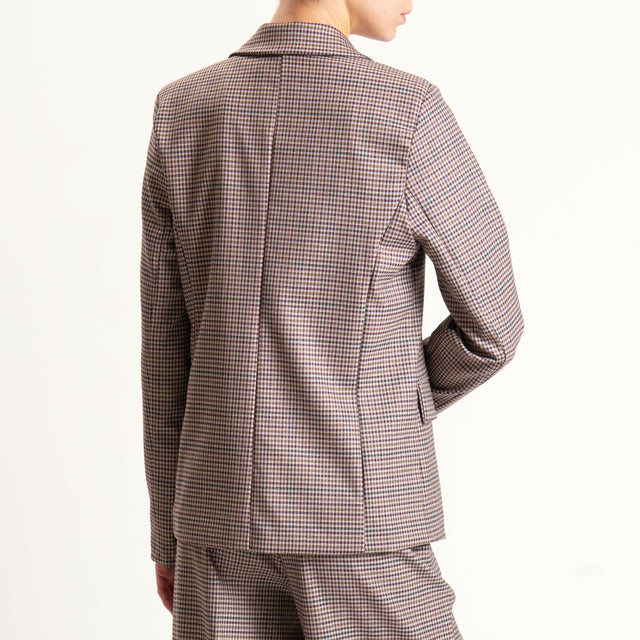 Zeroassoluto-Giacca JADE un bottone - micro check sand/vino/verde