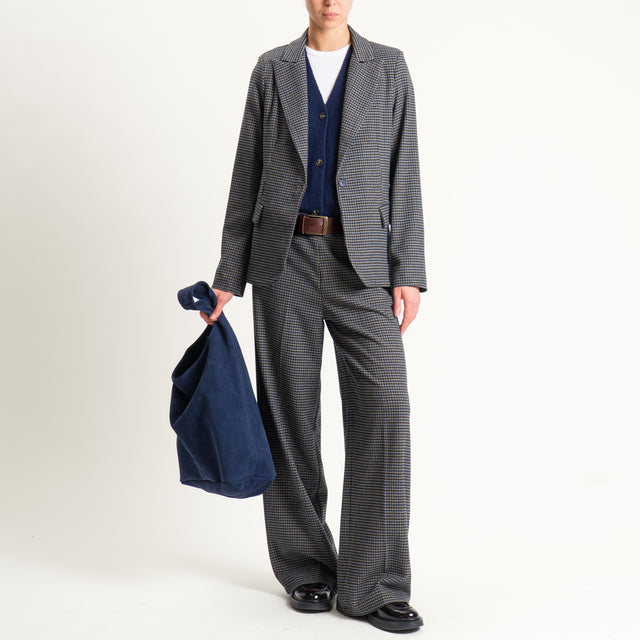 Zeroassoluto-Giacca JADE un bottone - pied de poule grigio/moro/blu