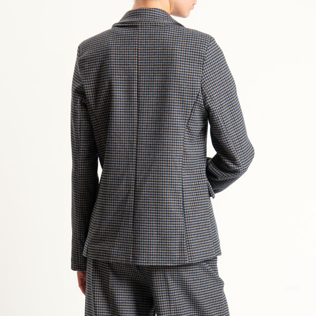 Zeroassoluto-Giacca JADE un bottone - pied de poule grigio/moro/blu