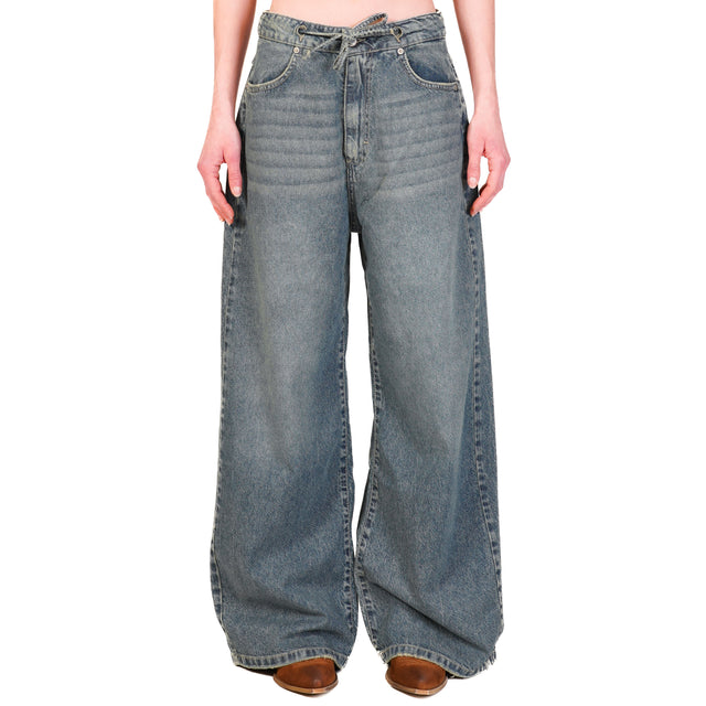 Zeroassoluto-Jeans JELENE wide leg con coulisse - denim