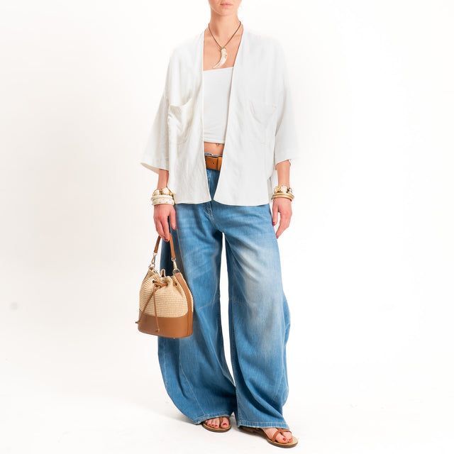 Zeroassoluto-Kimono JULI misto lino con tasche - burro
