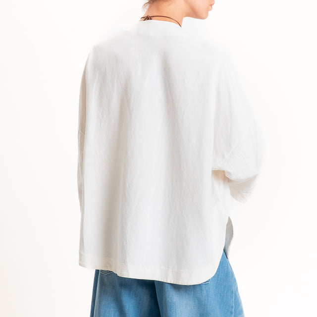 Zeroassoluto-Kimono JULI misto lino con tasche - burro