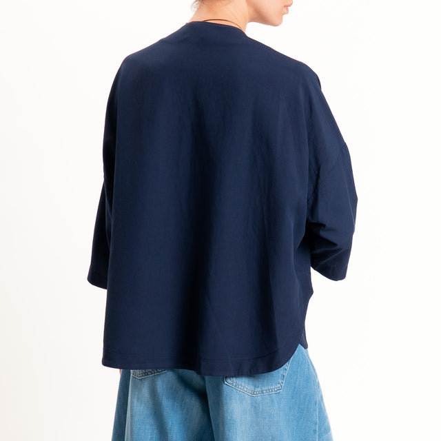 Zeroassoluto-Kimono JULI misto lino con tasche - blu