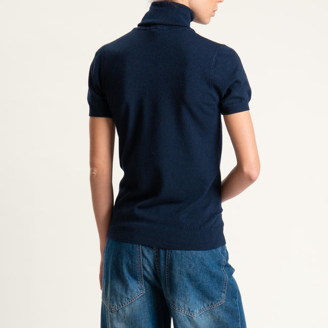 Zeroassoluto-Maglia collo alto mezza manica - blu
