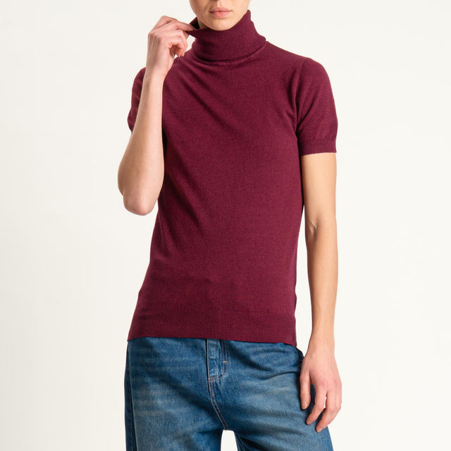 Zeroassoluto-Maglia collo alto mezza manica - Bordeaux