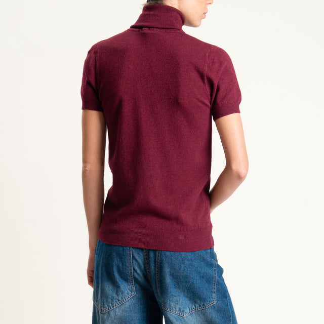 Zeroassoluto-Maglia collo alto mezza manica - Bordeaux
