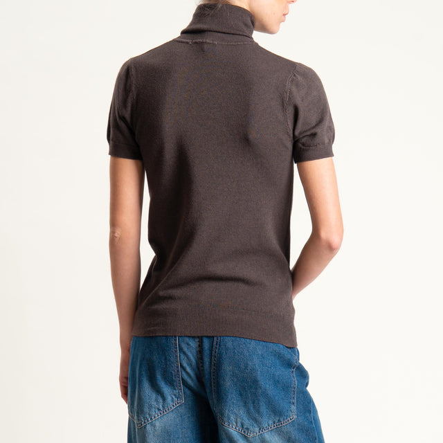 Zeroassoluto-Maglia collo alto mezza manica - cioccolato
