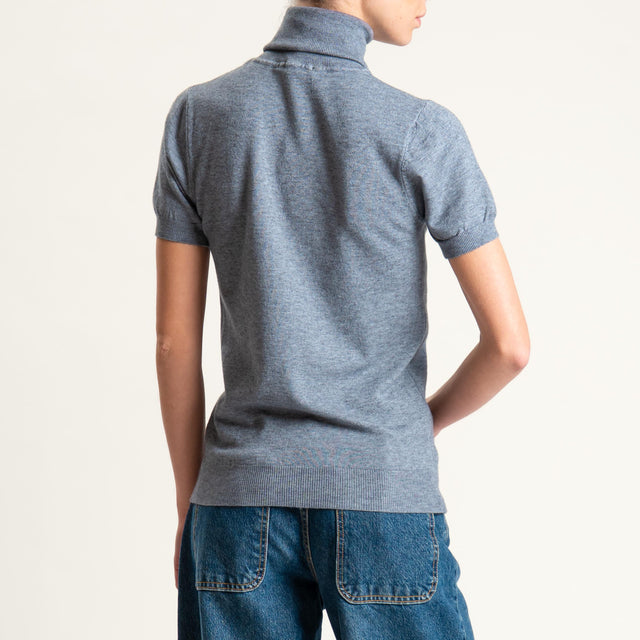 Zeroassoluto-Maglia collo alto mezza manica - grigio medio melange