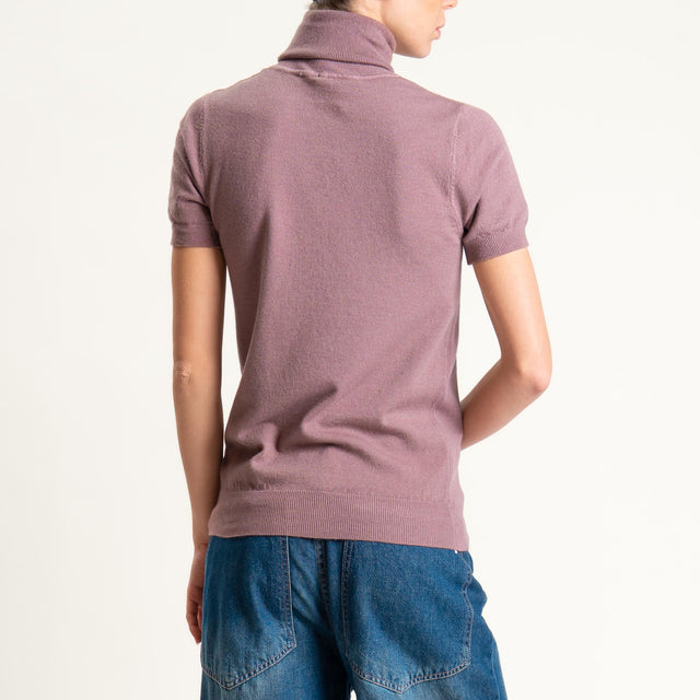 Zeroassoluto-Maglia collo alto mezza manica - mauve