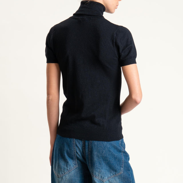 Zeroassoluto-Maglia collo alto mezza manica - nero