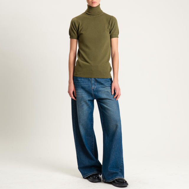Zeroassoluto-Maglia collo alto mezza manica - olio