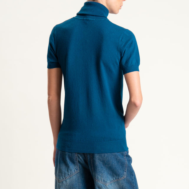 Zeroassoluto-Maglia collo alto mezza manica - ottanio