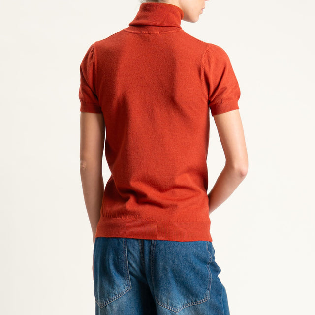 Zeroassoluto-Maglia collo alto mezza manica - ruggine