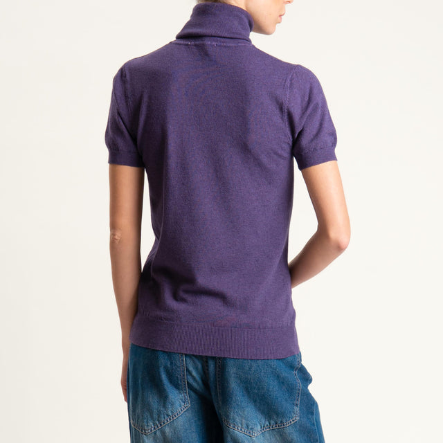 Zeroassoluto-Maglia collo alto mezza manica - uva