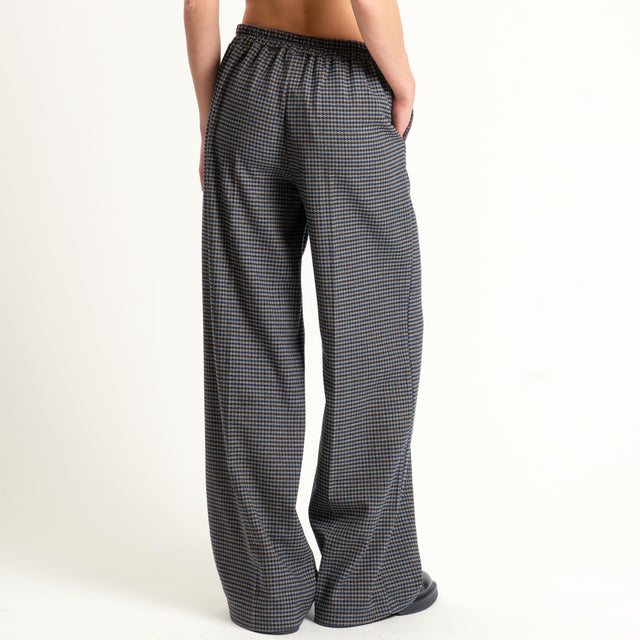 Zeroassoluto-Pantalone LARA elastico dietro - pied de poule grigio/moro/blu