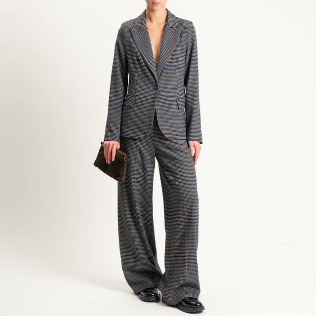 Zeroassoluto-Pantalone LARA elastico dietro - pied de poule grigio/moro/blu