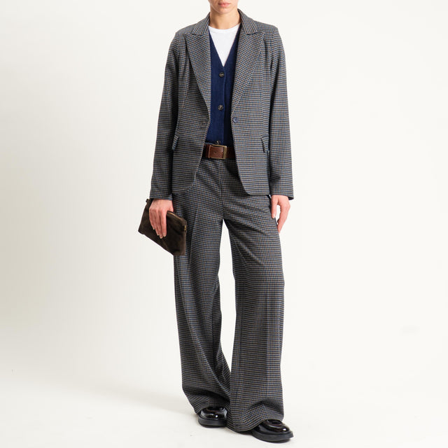 Zeroassoluto-Pantalone LARA elastico dietro - pied de poule grigio/moro/blu