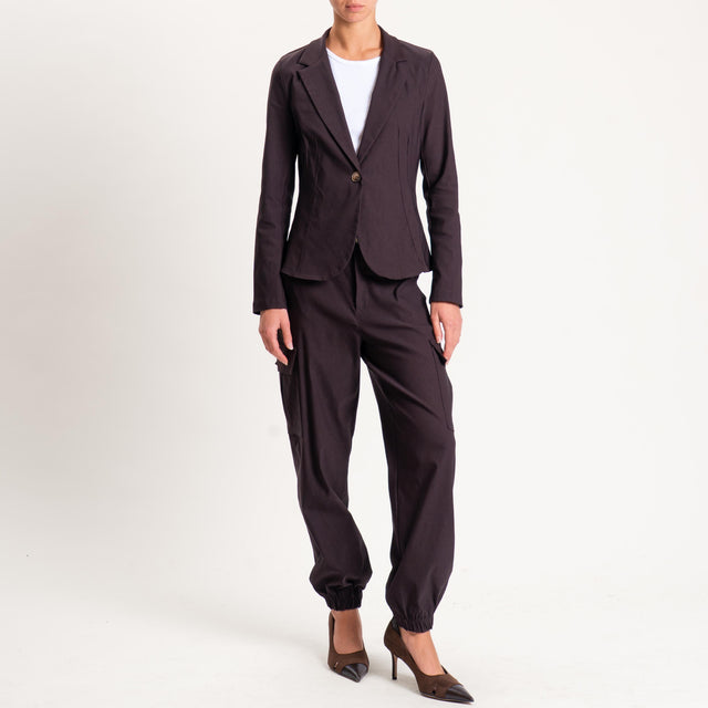 Zeroassoluto-Pantalone LERRY cargo tessuto comfort stretch - moro
