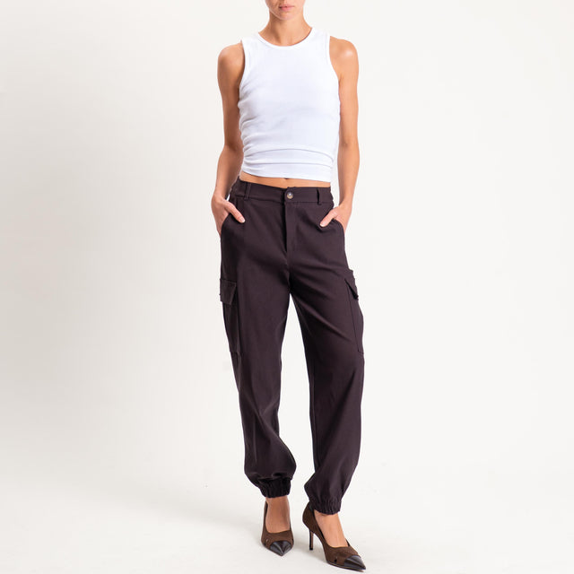 Zeroassoluto-Pantalone LERRY cargo tessuto comfort stretch - moro