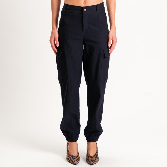 Zeroassoluto-Pantalone LERRY cargo tessuto elastic - nero