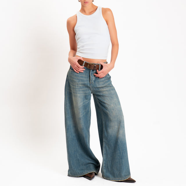Zeroassoluto-Jeans KAM wide leg tela slegata - denim