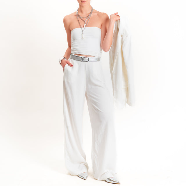 Zeroassoluto-Pantalone LIBIA misto lino elastico dietro - burro