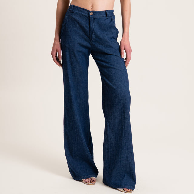 Zeroassoluto-Pantalone LILLY palazzo chambray - denim