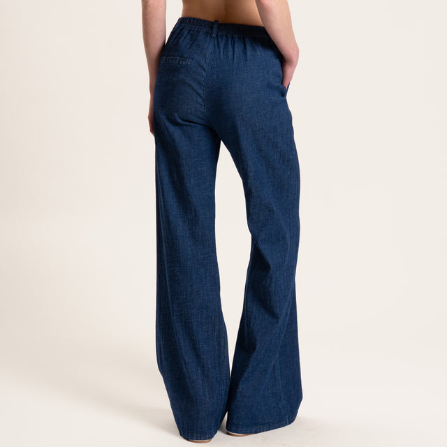 Zeroassoluto-Pantalone LILLY palazzo chambray - denim
