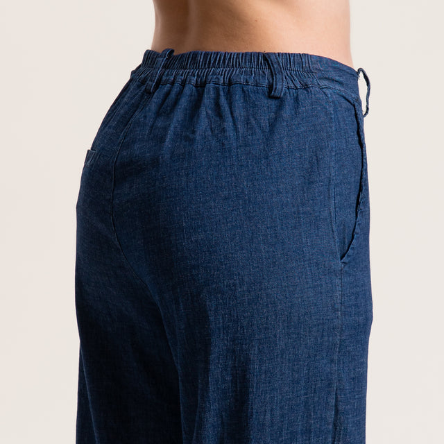 Zeroassoluto-Pantalone LILLY palazzo chambray - denim