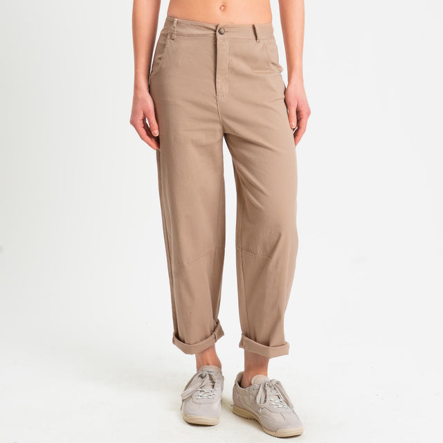 Zeroassoluto-Pantalone LIZ barrel cotone elasticizzato - biscotto
