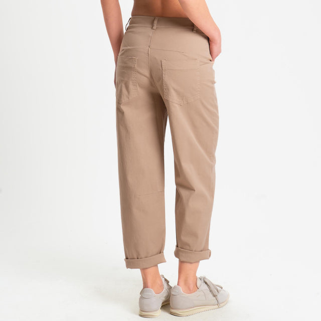 Zeroassoluto-Pantalone LIZ barrel cotone elasticizzato - biscotto